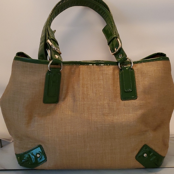 Handbags - Green and Tan TALBOTS Women's Handbag woven Pocket And Pouch XL